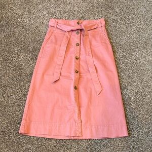 Gap coral dusty Pink Button-Front Midi Skirt with Waist Tie